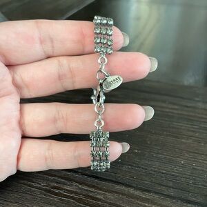 Alex and Ani Vintage 66 Silver grey crystal link bracelet